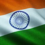 A closeup shot of the waving flag of India with interesting textures